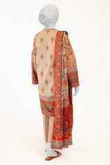 Beige Printed 3PC Unstitched Lawn Suit For Women From Sohaye By Diners