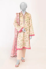 Light Peach Printed 3PC Unstitched Lawn Suit For Women From Sohaye By Diners