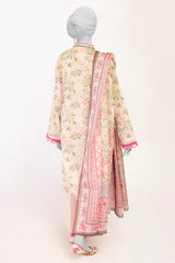 Light Peach Printed 3PC Unstitched Lawn Suit For Women From Sohaye By Diners