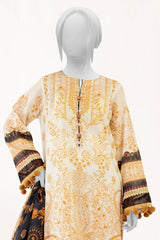 Off White Printed 3PC Unstitched Lawn Suit For Women From Sohaye By Diners