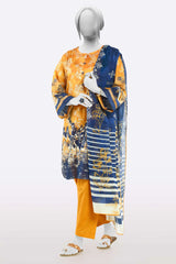 Yellow Printed 3PC Unstitched Lawn Suit For Women From Sohaye By Diners