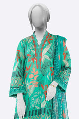 Green Printed 3PC Unstitched Lawn Suit For Women From Sohaye By Diners