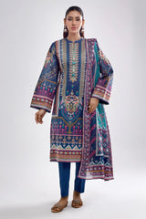 Blue Printed 3PC Unstitched
