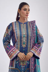 Blue Printed 3PC Unstitched