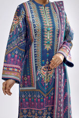 Blue Printed 3PC Unstitched