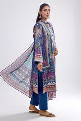 Blue Printed 3PC Unstitched