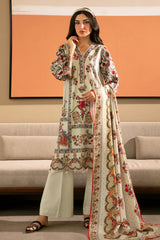 Beige Printed 3PC Unstitched