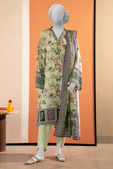 Medium Green Printed 3PC Unstitched For Women