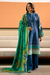 Blue Printed 3PC Unstitched