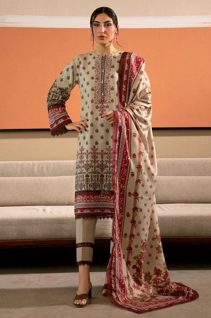 Beige Printed 3PC Unstitched
