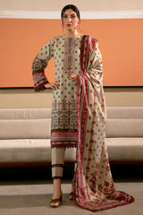 Beige Printed 3PC Unstitched