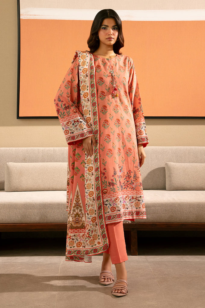 Peach Printed 3PC Unstitched