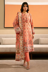Peach Printed 3PC Unstitched