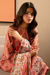 Peach Printed 3PC Unstitched