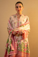 Peach Printed Unstitched 3PC