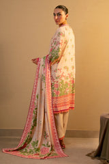 Peach Printed Unstitched 3PC