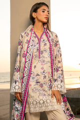 Beige Embroidered 3PC Unstitched