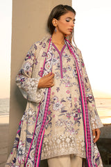 Beige Embroidered 3PC Unstitched