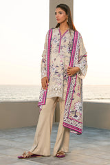 Beige Embroidered 3PC Unstitched