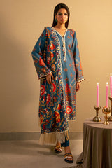 Blue Printed 3PC Unstitched