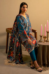 Blue Printed 3PC Unstitched