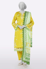 Yellow Embroidered 3PC Unstitched