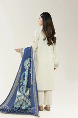 Embroidered Khaddar-Cream Unstitched 3PC