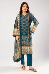 Teal Printed 3PC Unstitched