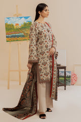 Beige Printed 3PC Unstitched