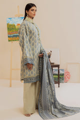 Beige Printed 3PC Unstitched