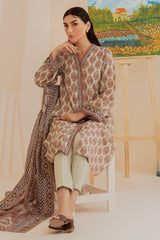 Beige Printed 3PC Unstitched