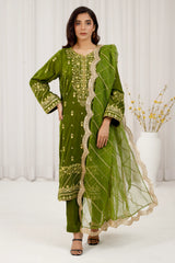 3 Piece-Embroidered Unstitched Velvet Suit