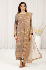 Dark Beige Embroidered 3PC Unstitched