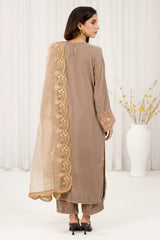 Dark Beige Embroidered 3PC Unstitched