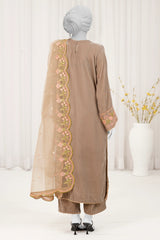 Dark Beige Embroidered 3PC Unstitched