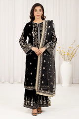 Black Embroidered 3PC Unstitched