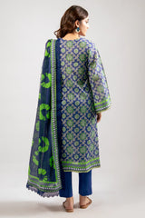 Royal Blue Printed 3PC Unstitched