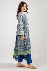 Royal Blue Printed 3PC Unstitched