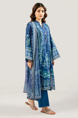 Blue Printed 3PC Unstitched