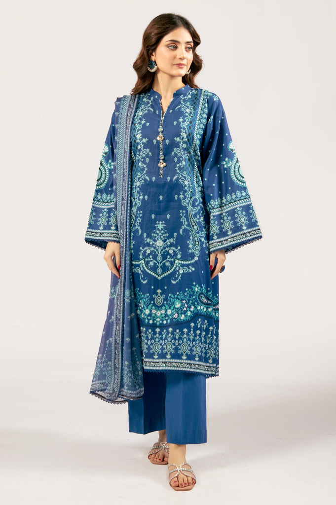 Blue Printed 3PC Unstitched