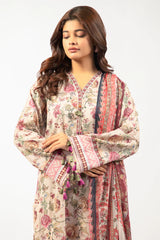 Beige Printed 3PC Unstitched