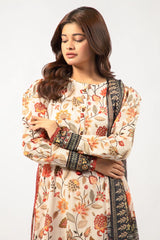 Beige Printed 3PC Unstitched