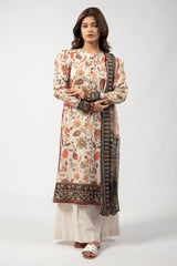 Beige Printed 3PC Unstitched