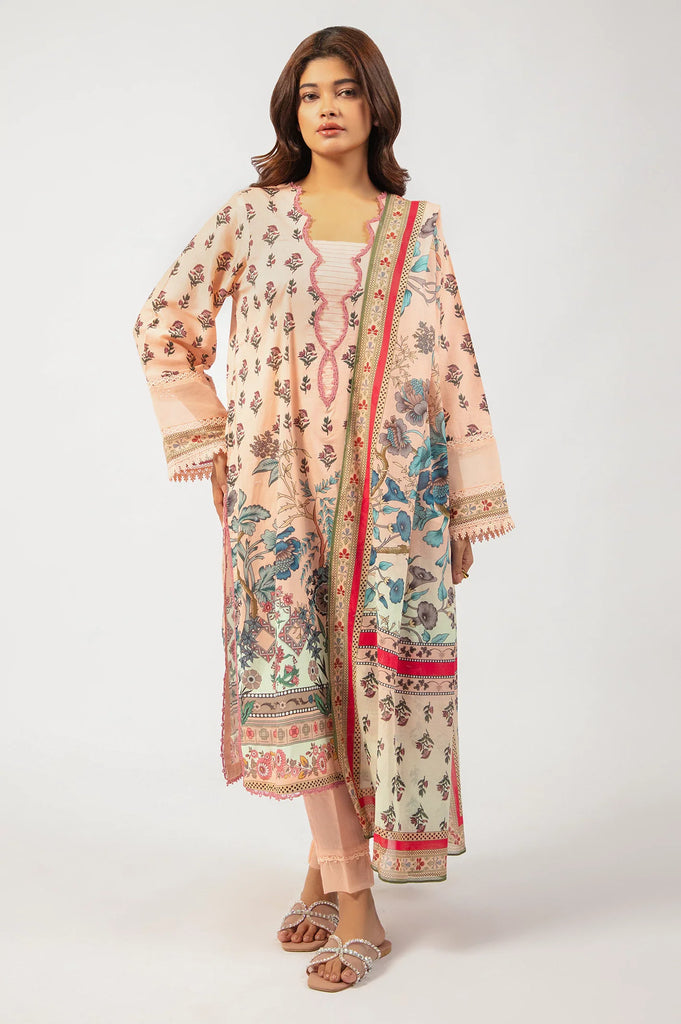 Peach Printed 3PC Unstitched