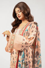 Peach Printed 3PC Unstitched