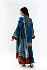 Printed Lawn Navy Blue Unstitched 3Pc