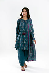 Printed Lawn Teal Unstitched 3Pc