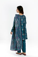 Printed Lawn Teal Unstitched 3Pc
