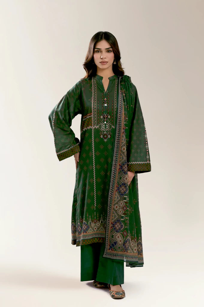Printed Lawn-Green Unstitched 3Pc