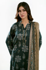 Printed Lawn Dark Green Unstitched 3Pc